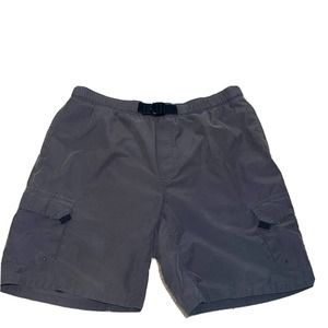 COLUMBIA Men’s L Cargo Shorts Swim Dark Brown Cotton Nylon Mesh Brief